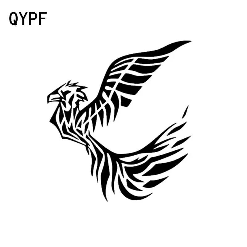 QYPF 14 см * 15,5 см Феникс животное птица виниловая фотография Черная/серебряная графическая фотография