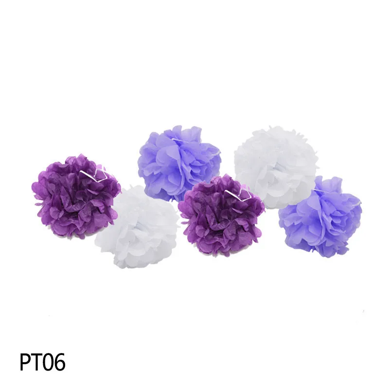 PT06 6 шт./компл. ручной работы 10 ''(25 см) ткани Бумага Pom Poms Бумага в виде цветочного шара светодиодные фонари для дома и сада одежда для свадьбы, дня рождения Рождество украшение автомобиля - Цвет: PT06