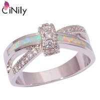 cinily created white fire opal cubic zirconia silver plated wholesale fashion wedding for women jewelry ring size 5 12 oj8638