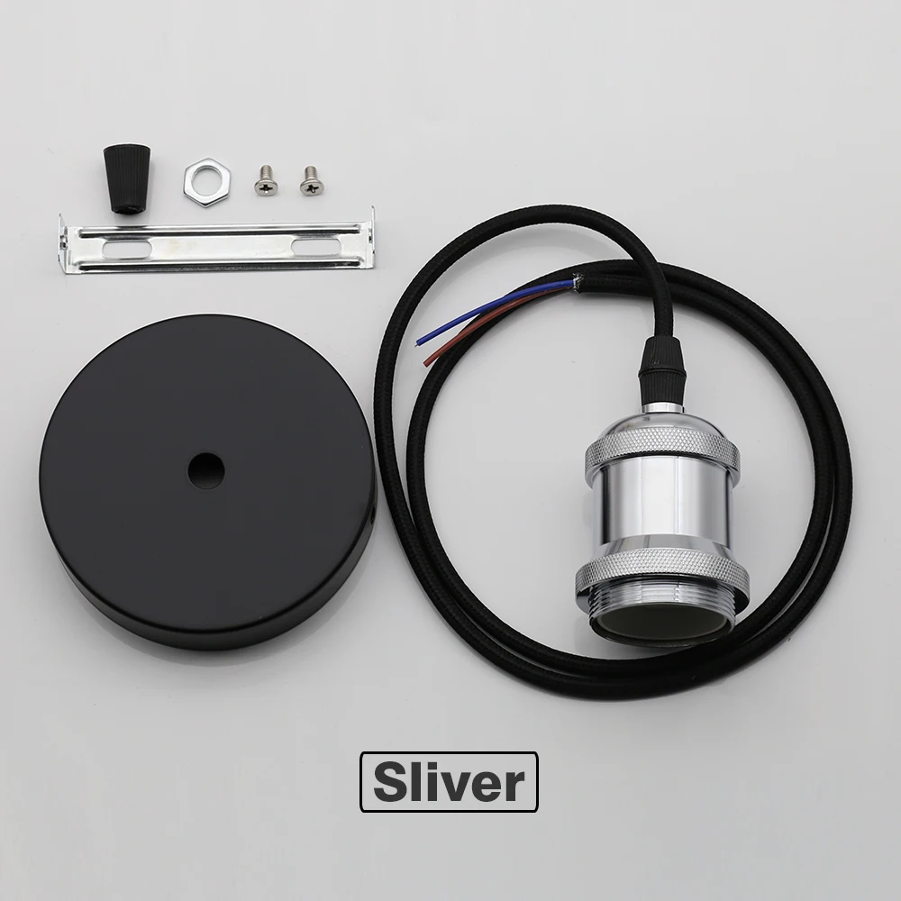 SET-Silver Современный подвесной светильник в стиле ретро, E27, 110 В, 220 В, красочный шнур, подвесной светильник, светодиодный светильник s для винтажной лампы Эдисона, Цоколь для домашнего декора - Цвет корпуса: SET-Silver