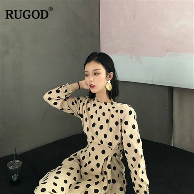 Женское облегающее платье в горошек RUGOD Элегантное повседневное стиле бохо с