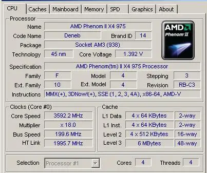 Настольный процессор AMD Phenom II X4 975(3,6 ГГц/6 МБ/4 ядра/Socket AM3/938-pin) HDZ975FBK4DGM