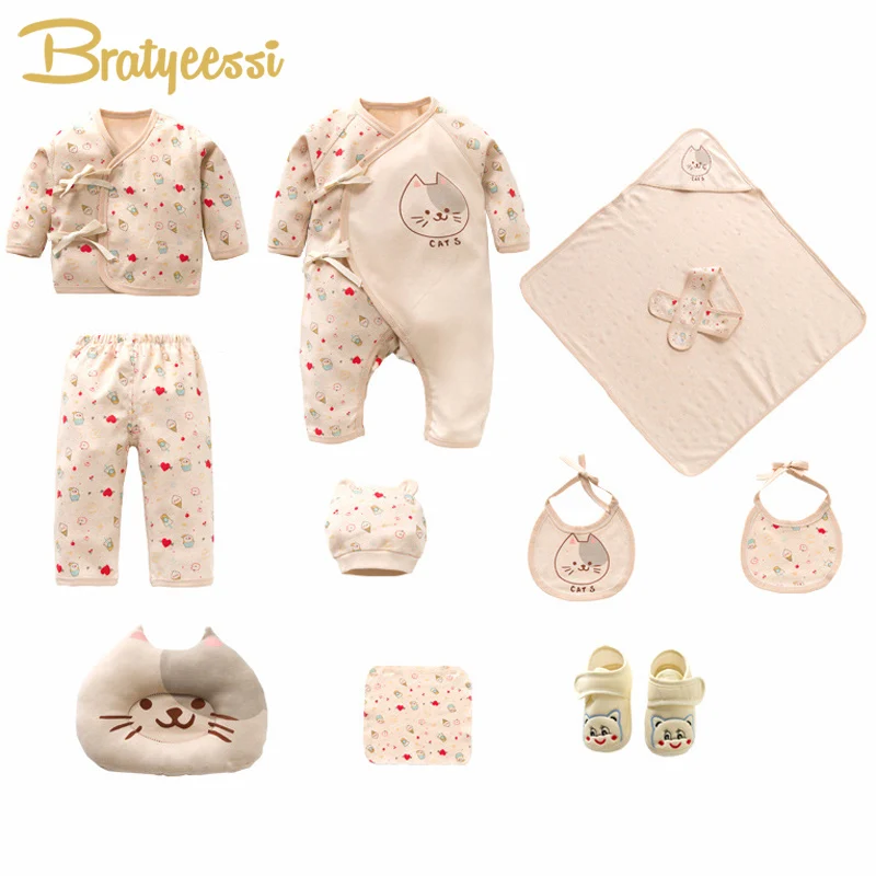 New Cat Newborns Clothes Set Cotton Cartoon Print Baby Girl Soft Born Infant Boy Clothing Gift | Детская одежда и обувь