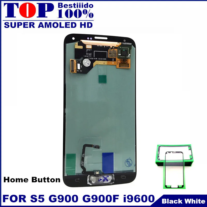 Для samsung Galaxy S5 i9600 G900F G900 lcd SUPER AMOLED HD запасной дисплей сенсорный экран с