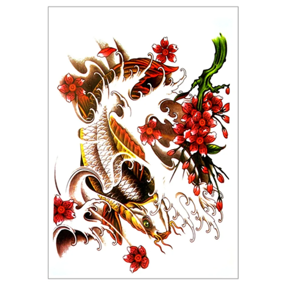 SHNAPIGN Koi safflower китайский стиль временное искусство тела, флеш тату наклейки 21*15 см, водонепроницаемые хна тату секс продукты