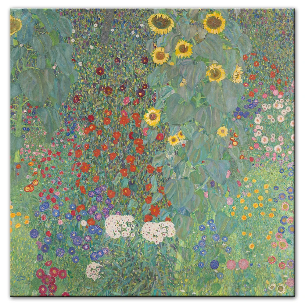 Известная Картина на холсте Gustav Klimt, репродукции, сельскохозяйственный сад с подсолнухами, Художественная печать на холсте, настенные декоративные картины для дома