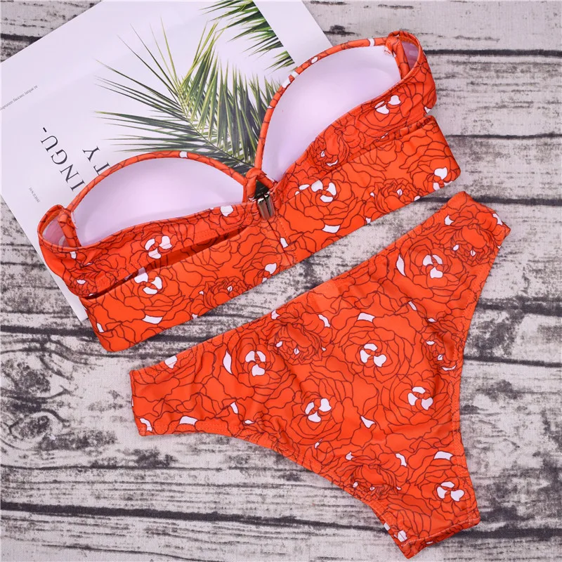 На косточках без бретелек черный бикини Sexy Push Up Купальник Для женщин низкая WaistSlim пляжная одежда Двойка ванный комплект Купальные костюмы купальники женские раздельный пляжная туника