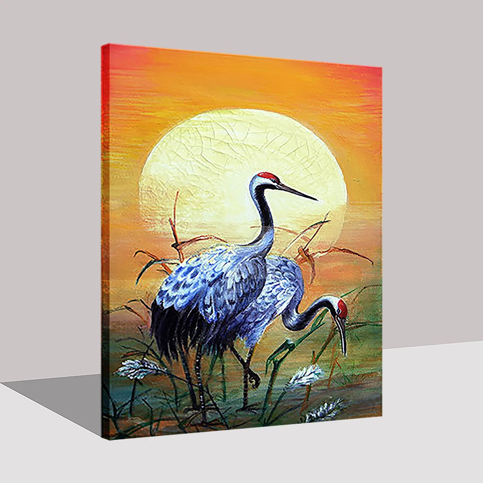 Красный японский журавль DIY Набор для рисования по номерам картины маслом Wall Art