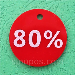 80 percent red Роскошные Многоразовые этикетки со скидкой, акриловая пластиковая, обувь, одежда ярлык для багажа процент от цены, бирка рекламная вывеска - Цвет: 80 percent red