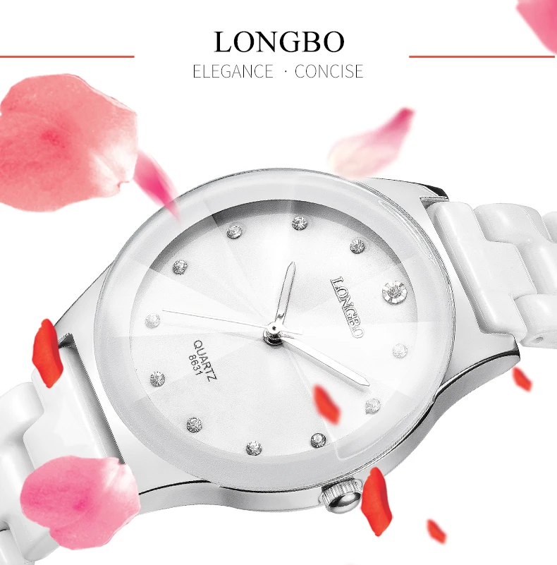 Женские часы от роскошного бренда LONGBO, новые модные керамические часы для влюбленных, водонепроницаемые кварцевые наручные часы 3ATM, relogio feminino 8631