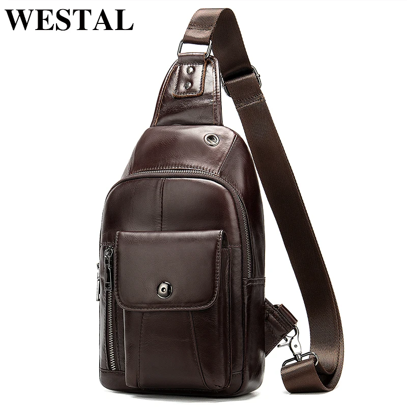 WESTAL натуральная кожа мужская сумка на плечо кожаная лямках для мужчин сумки