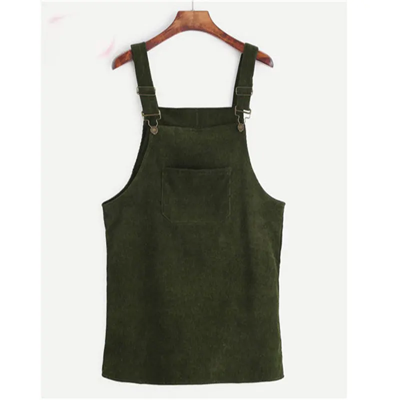 FTFX8083army green Весенне-летнее вельветовое платье в стиле ретро, повседневное свободное платье без рукавов на подтяжках, сарафан, женский жилет, платье-комбинезон, 11 цветов, Пляжное Платье - Цвет: FTFX8083army green