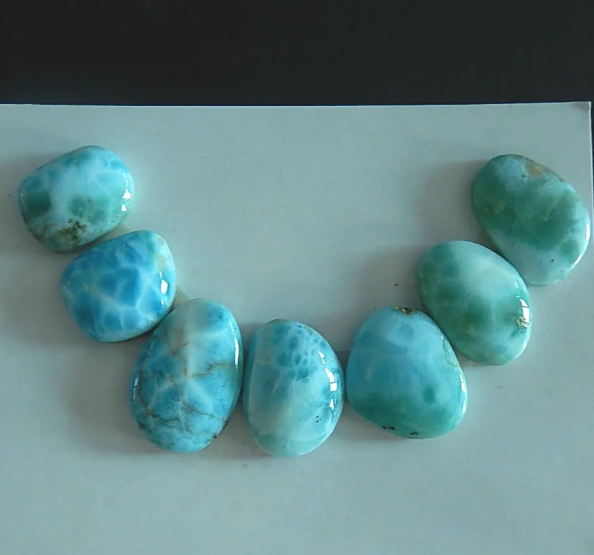 7 PCS Of Natural Larimar Pendant Necklace Cabochons 23X15X5mm 17x12x7mm 20.71g | Украшения и аксессуары