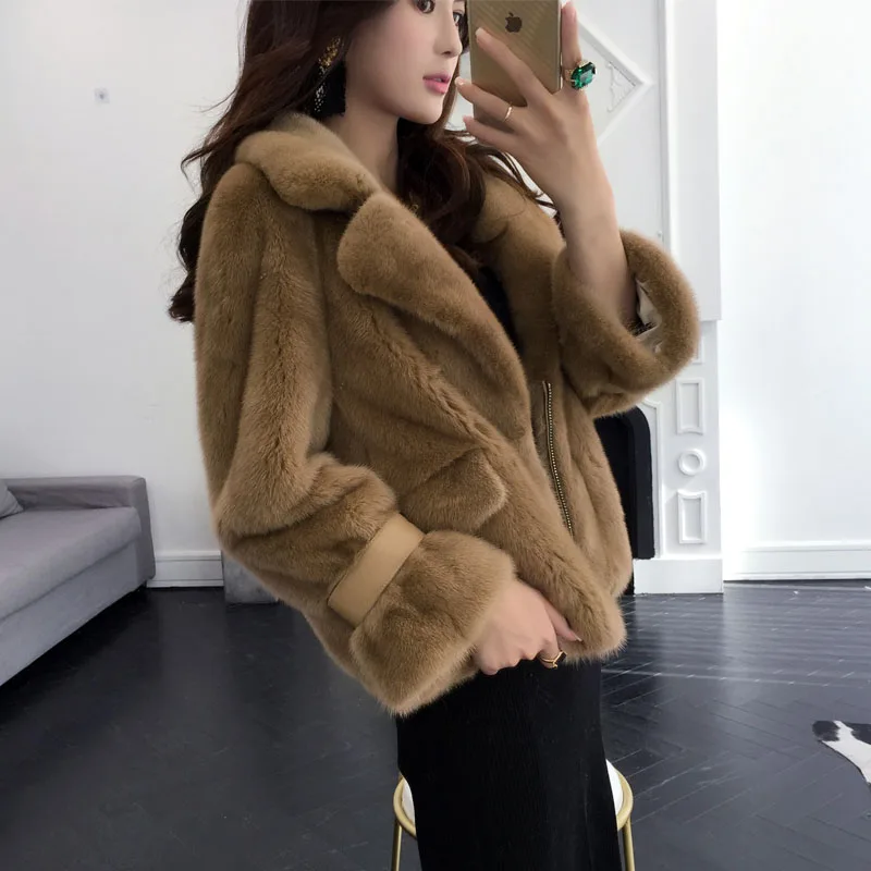 2018 Новый реального норки Для женщин куртки пальто с мехом зимняя теплая куртка