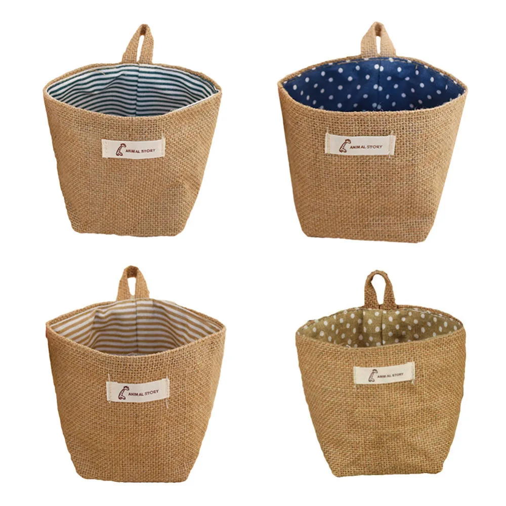 Домашний декор в полоску висячая карманная корзина для хранения белья маленький