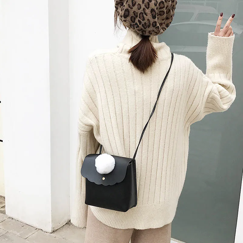 2018 Новая модная Милая Женская мини сумка через плечо с помпоном украшенная
