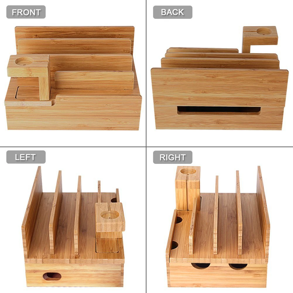 6 USB порт быстрое зарядное устройство настольная зарядная станция бамбук