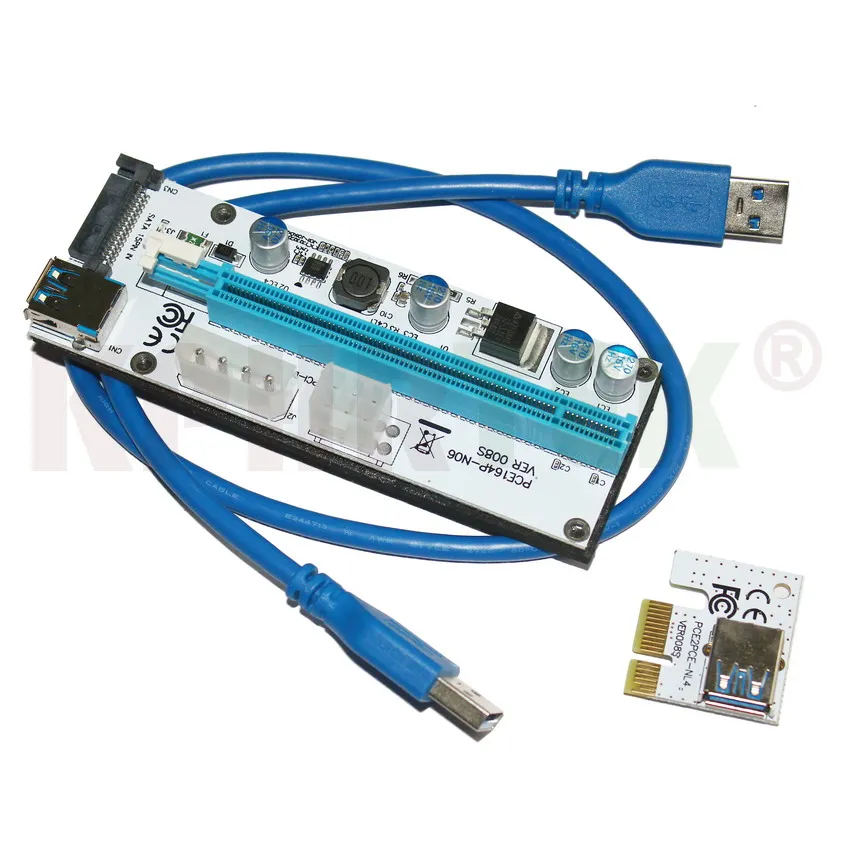 VER008S Molex 4Pin SATA 6PIN PCIE PCI E адаптер Riser Card 1X до 16X100 штук| |