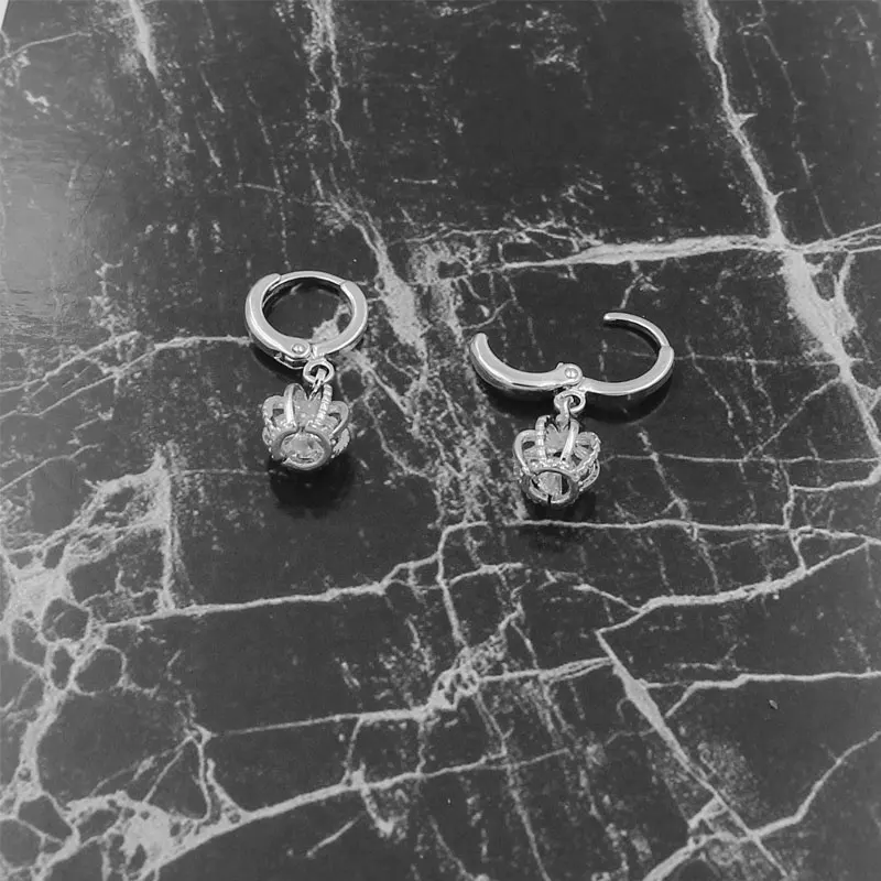 WENUSHOUSHI high quality crystal crown pendant small hoop earrings for women cute romantic Korean earing girls gifts copper | Украшения и