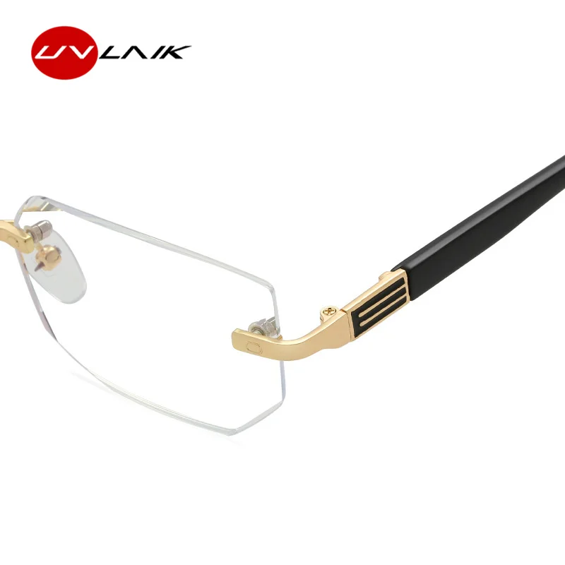 

UVLAIK Anti blue Light Reading Glasses Women Diamond cutting Rimeles Eyeglasses Men Anti fatigue Hyperopia Presbyopic Eyewear