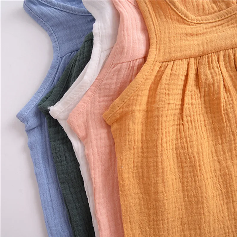 2018 Новые Топы Хлопок Мягкие Тройники детская одежда без рукавов с круглым