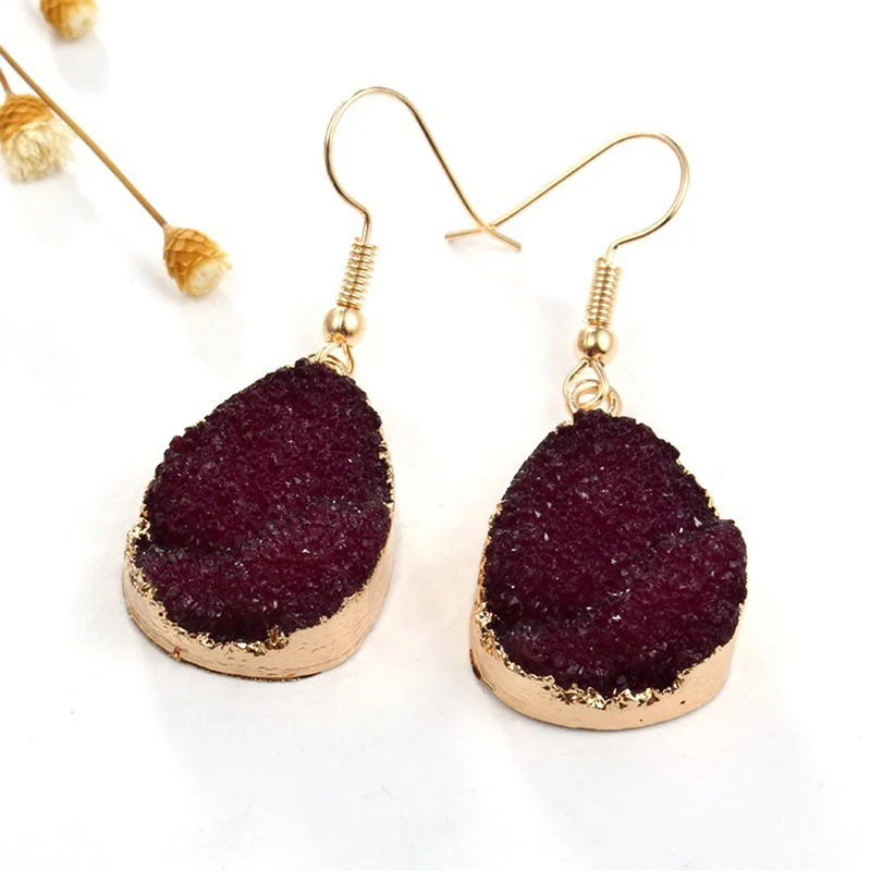 Красочные Висячие серьги в европейском стиле форме капли воды розовые черные