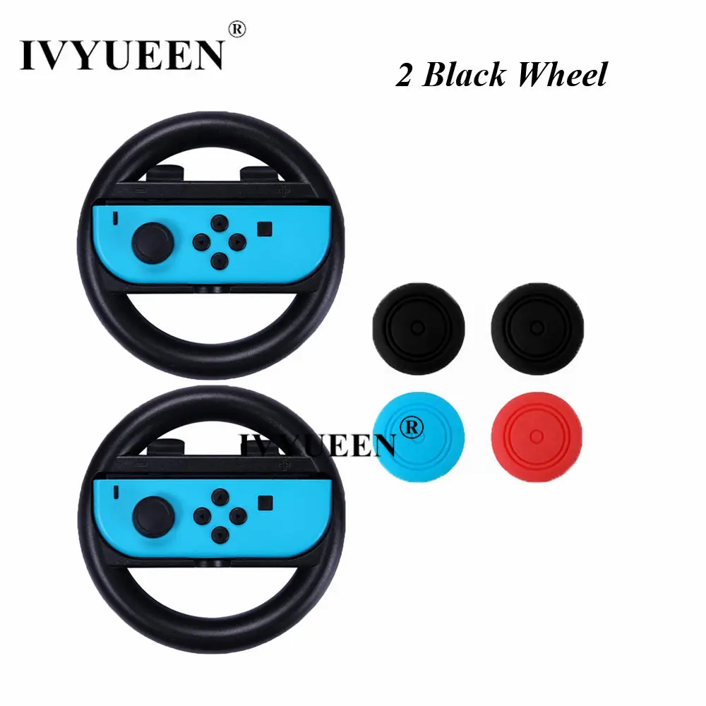 2 Black Wheel IVYUEEN 2 шт Обновление версии контроллер ручки для пульта Nintendo NS NX Joy-Con консоль Joy Cons держатель-синий/зеленый - Цвет: 2 Black Wheel