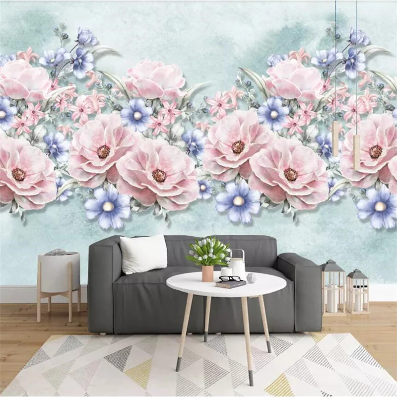 wellyu Nordic small fresh hand-painted watercolor cartoon flowers garden wall custom large murals environmental wallpaper | Обустройство