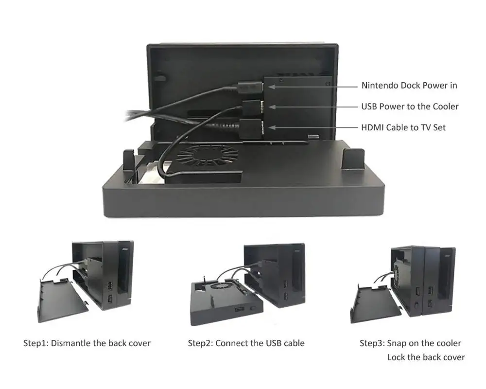 Внешний охлаждающий вентилятор совместимый с Nintendo Switch Dock Turbo Cooler для NS Nord