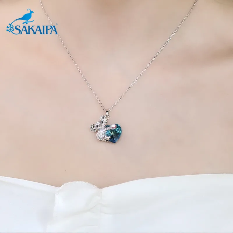 В форме коалы синий кристалл от Swarovski цепочки и ожерелья подвеска ожерелье Модные