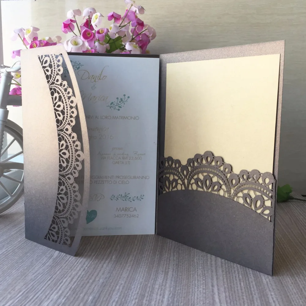 35 шт./лот элегантная свадебная пригласительная открытка с лазерной резкой