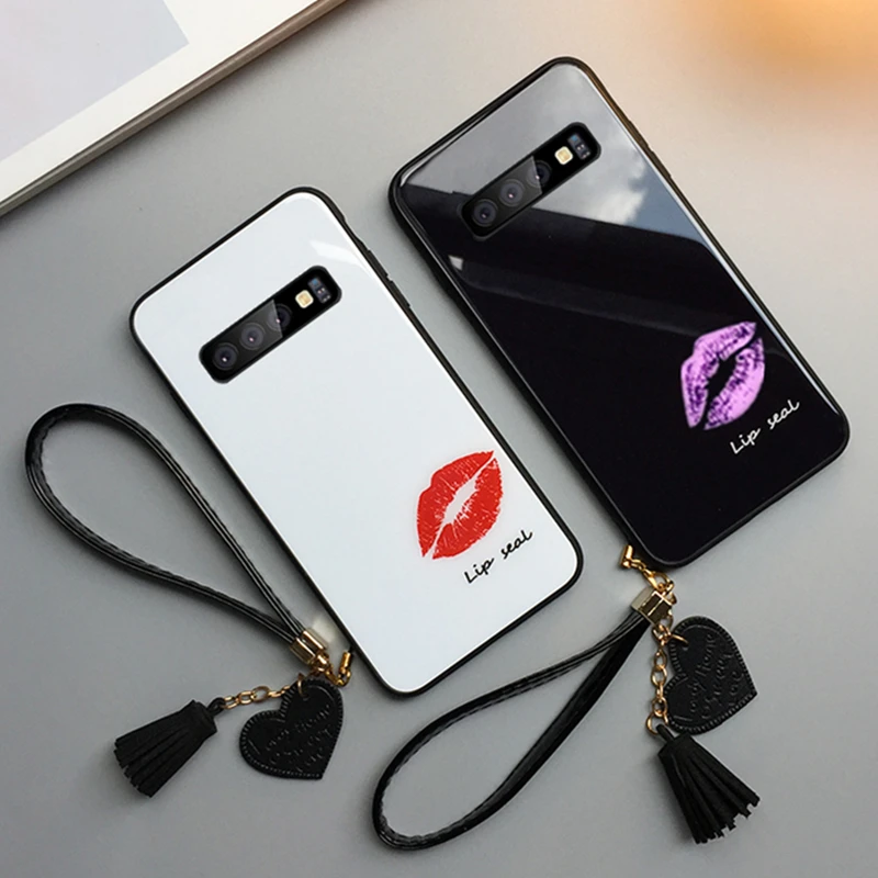 Чехол BONVAN из закаленного стекла с принтом губ для Samsung Galaxy S10 lite e|Бамперы| |