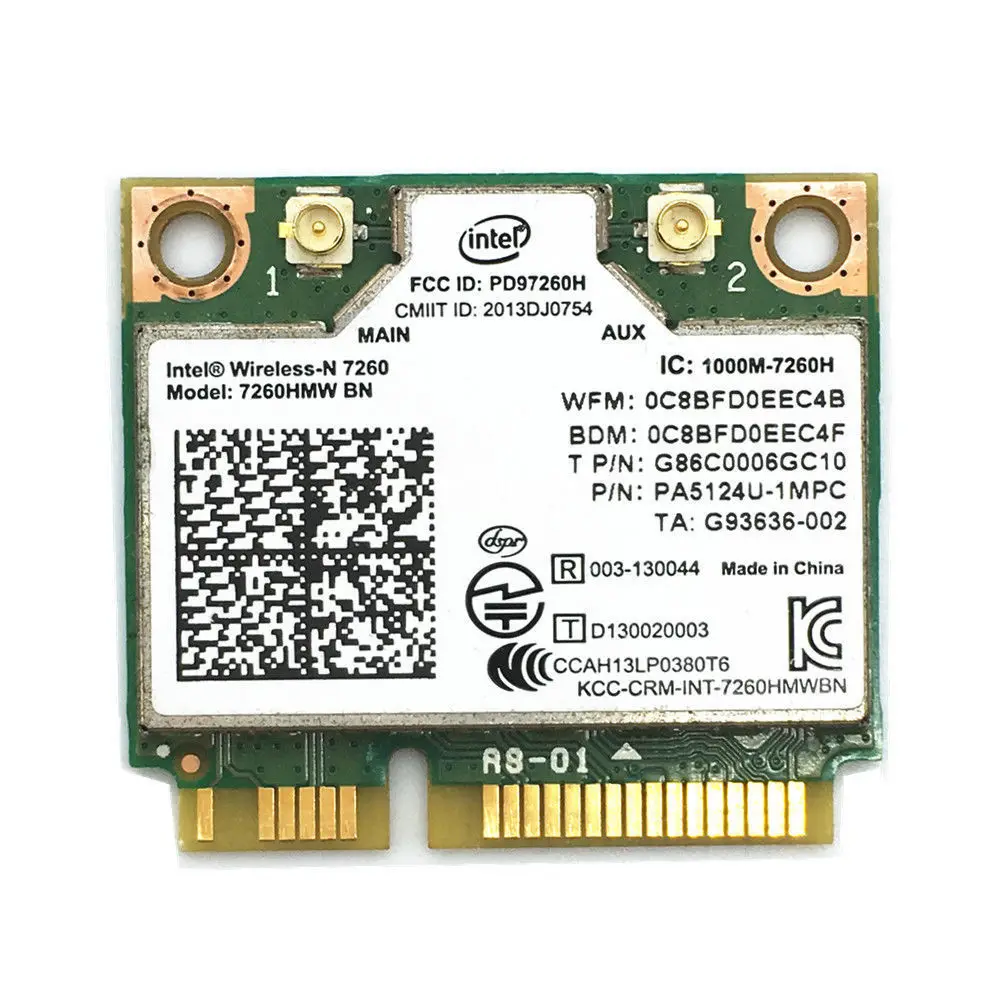 Карта для Intel 7260 7260HMW BN 802.11bgn 300 Мбит/с Wi-Fi + Bluetooth 4 0 мини-карта PCI-E подходит Dell Asus Acer
