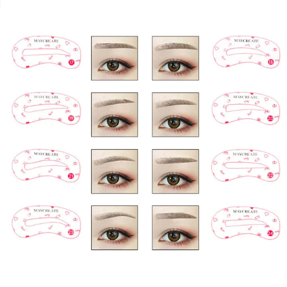 Много Pro трафарет для бровей многоразового использования Набор DIY руководство