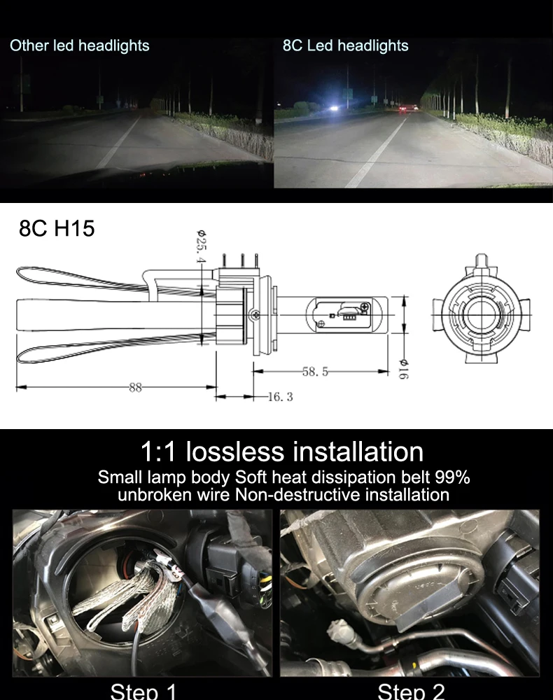 Dyoung 2 шт. 8c h15 Светодиодный головной светильник 6000k 12v автомобильный светильник h4 светодиодный лампы h7 h11 h8 h9 9004 9005 9006 9007 h1 h10 h16 880/H27 9012 лампы
