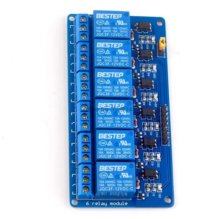 1 шт. Буле 6-канальный 12 В релейный модуль оптическое реле связи для Arduino |
