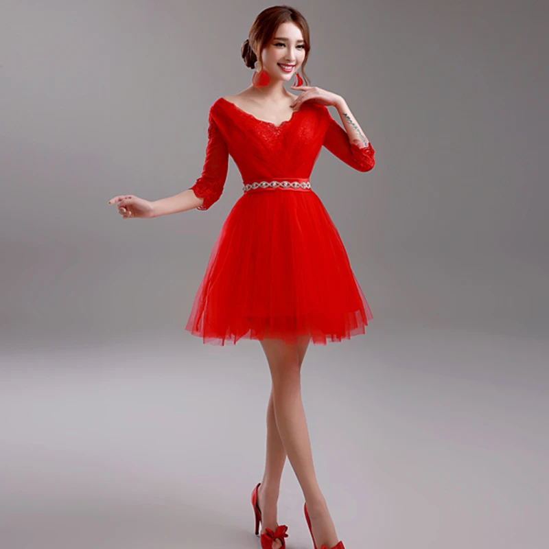 Новый 2016 sexy red кружева глубокий v шеи блесток кристалл молнии свадебное платье