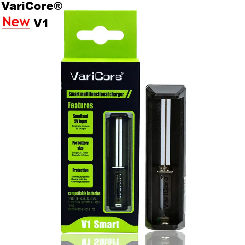 VariCore V1 умное зарядное Зарядное устройство Портативный небольшой для 26650 21700 18650 26650 18500 16340 14500 18350 3,7 V литиевые батареи