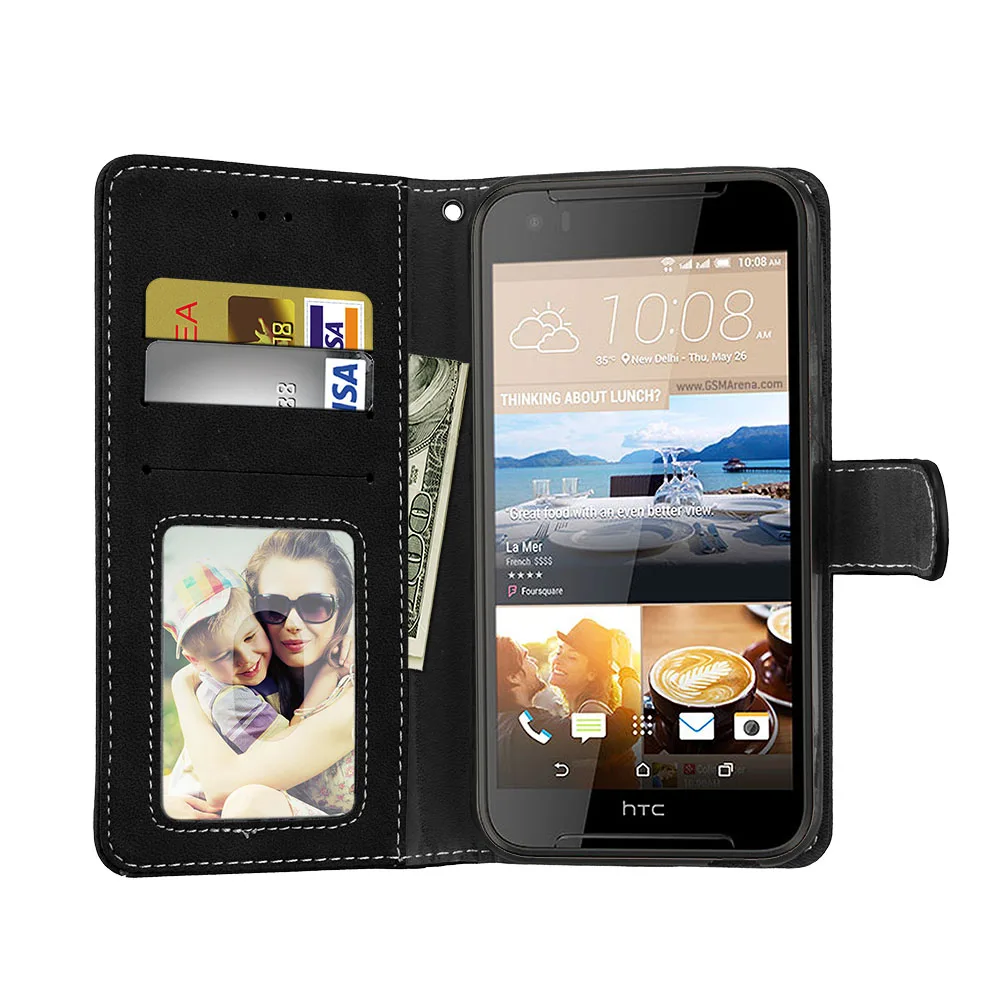 Магнитный чехол-бумажник для HTC 626 M8 M9 830 U Play U11 Desire 12 из матовой искусственной кожи