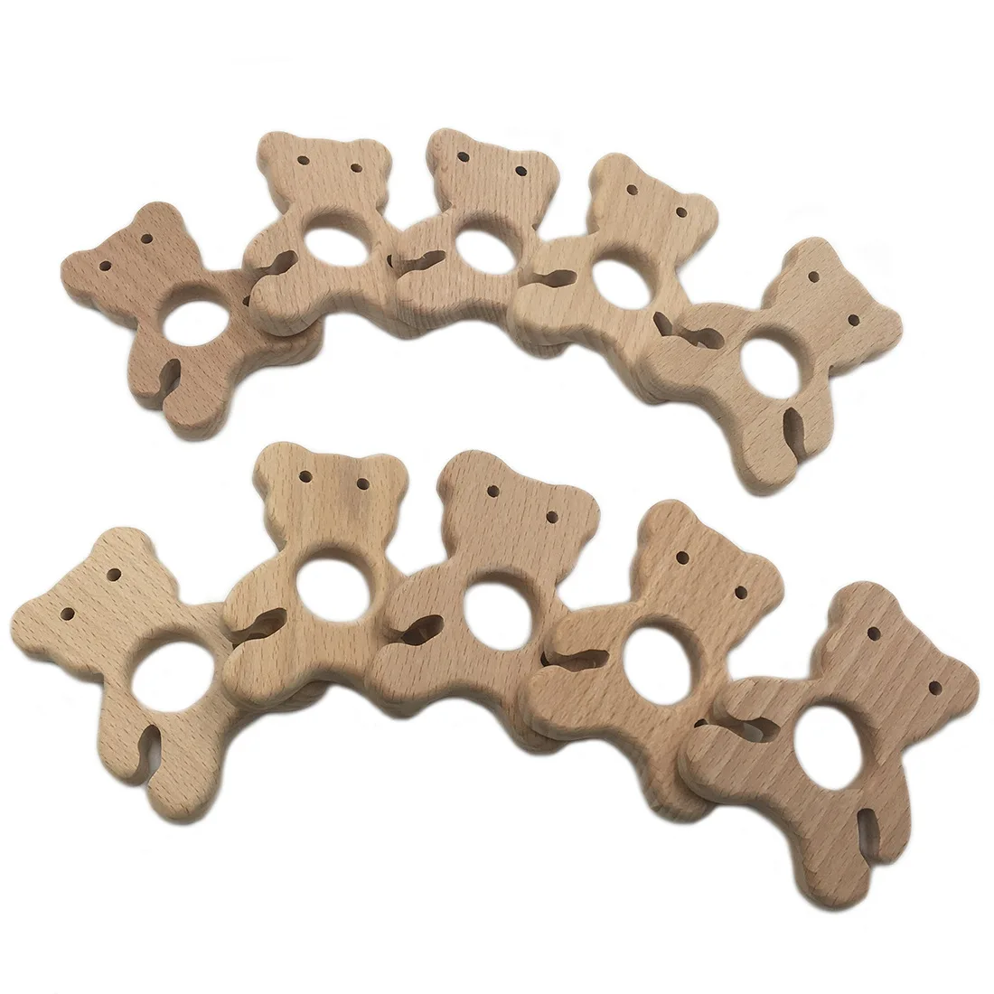 Panda 10 PCS 10 шт. прорезыватель из буковой древесины, Натуральный Детский Прорезыватель для зубов, органический Экологичный Деревянный Прорезыватель для зубов, Прорезыватель для зубов для кормления ребенка - Цвет: Panda 10 PCS