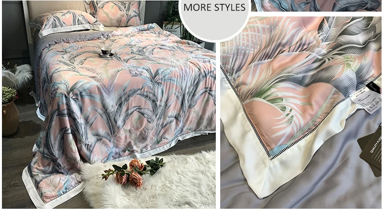60 S Tencel хлопковые летние стеганые одеяла одеяло с растительным принтом кровать одеяло King size покрывало для мальчиков ленивая кровать домашний текстиль colchas