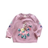 dfxd children knitwear baby girls sweaters spring autumn korean kids long sleeve cotton cute deer embroidery pullover 2 8years