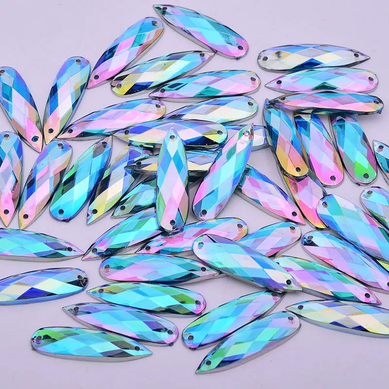 Aquamarine AB JUNAO 8*28 мм блестки для шитья Красные Стразы AB Drops с плоской задней стороной камни пришитые Акриловые Кристаллы Аппликация из страз для рукоделия одежды - Цвет: Aquamarine AB