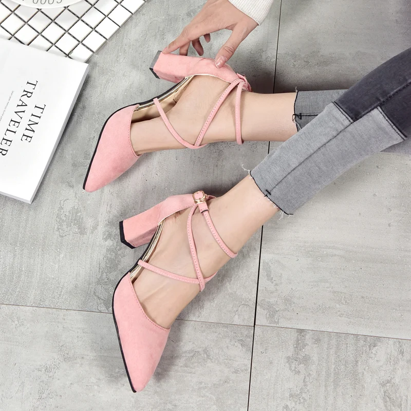 HOT SummerSandalias Femeninas High Heels Flock Pointed Sandals Sexy Female Summer Shoes Mujer Zapatos Pumps 2019 | Обувь