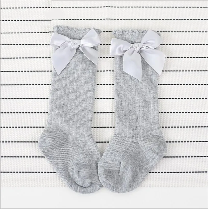 Милые детские носки дизайнерские гольфы до колена с большим бантом для девочек
