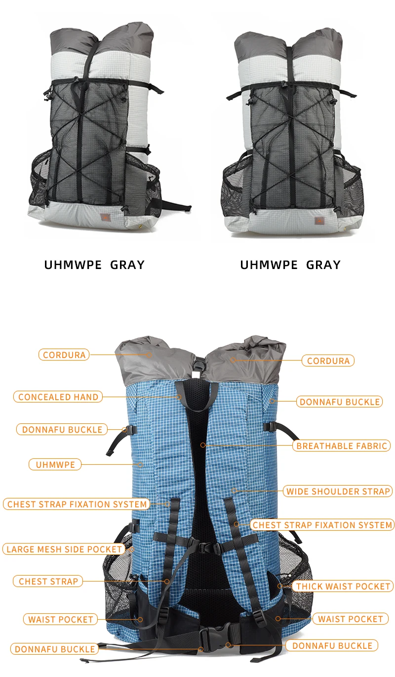 3F UL GEAR 26L 38L походный рюкзак для походов Сверхлегкий безрамный UHMWPE походные рюкзаки