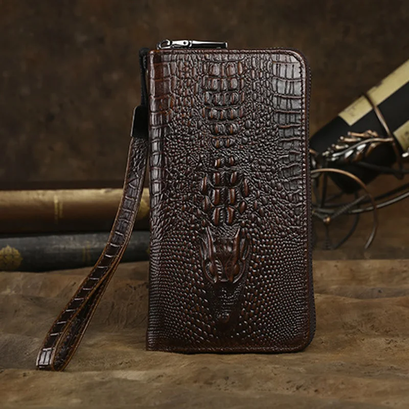 

2018 New Arrival Genuine Leather Men Wallet Clutch Men Bag With Coin Bag Deep Coffee Card Purse bag