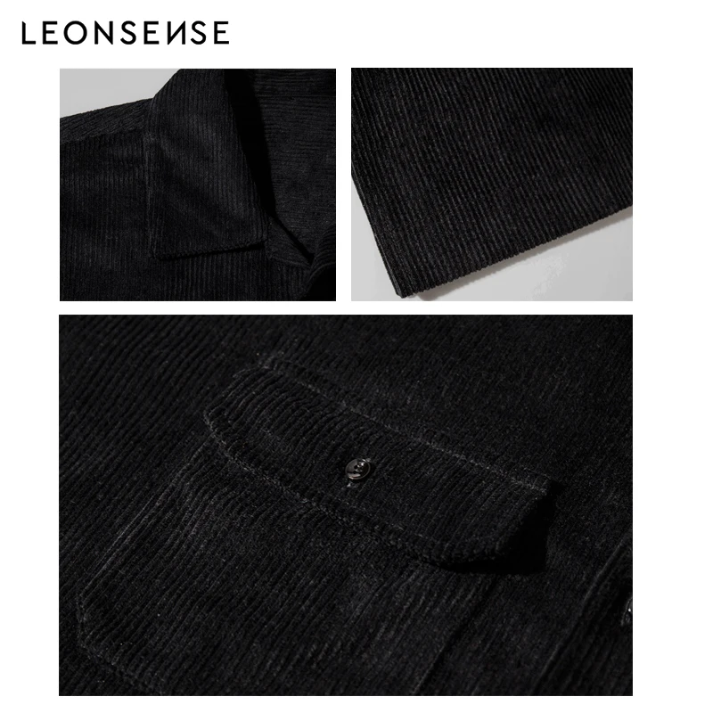LEONSENSE Designer Men's Clothing HIDE Early Spring Corduroy Cotton Loose Long Shirt blazer americana hombre masculino | Мужская