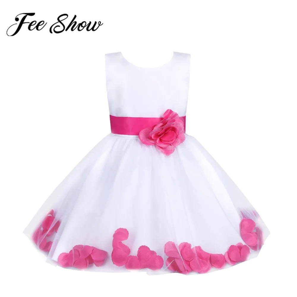 Детские праздничные платья из тюля с лепестками цветов для маленьких девочек