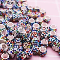 10pcslot new color big hole round loose women rhinestone crystal glass beads charms fit pandora bracelet for diy jewelry making